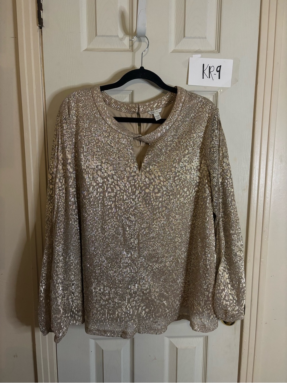 Cato Gold Sequin Long-Sleeve Blouse